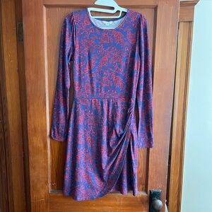 Boden Purple and Red Fit and Flare Long Sleeve Dress